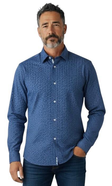 Dario Beltran Camisa Manga Larga Cama Azul