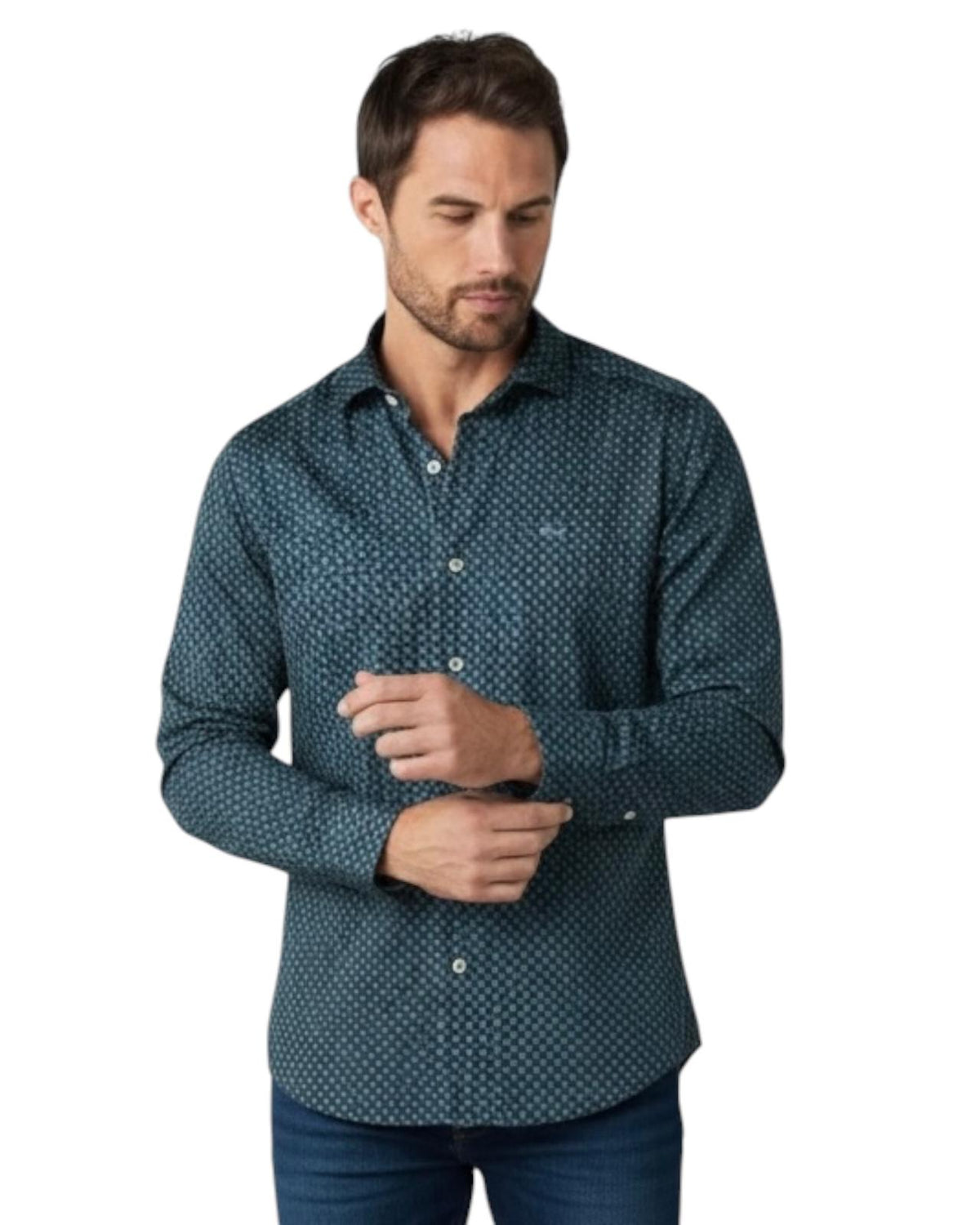 Dario Beltran Camisa Manga Larga Slim Fit Latido Marino