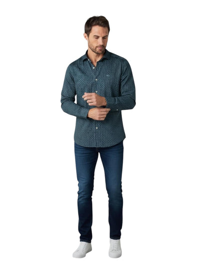 Dario Beltran Camisa Manga Larga Slim Fit Latido Marino