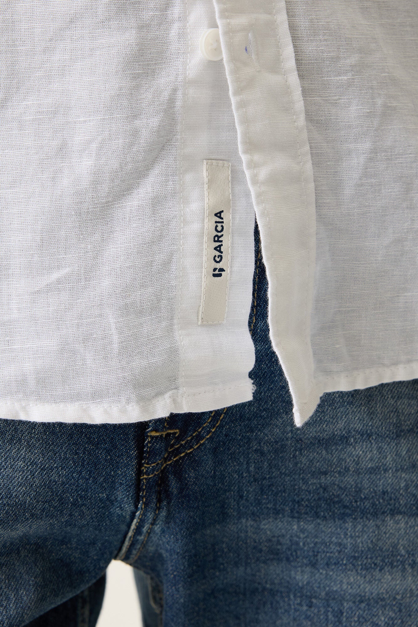 Garcia Jeans Camisa Manga Corta de Lino White