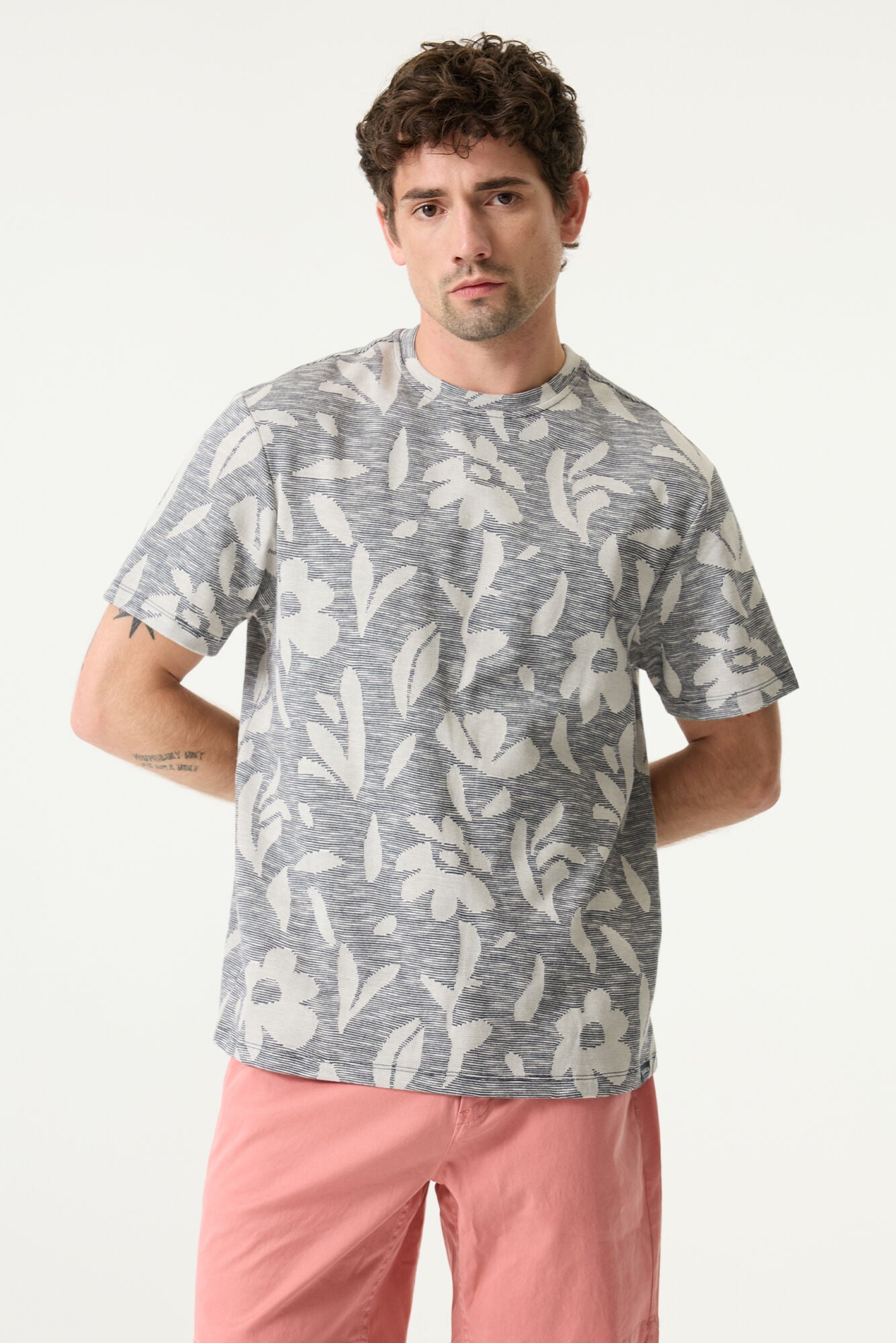Garcia Jeans Camiseta Cuello Redondo Floral Blue Graphite