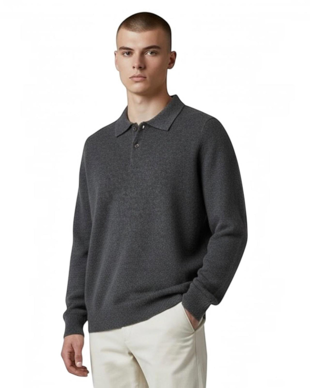 Indicode Jeans Polo Manga Larga Cuello Camisero Inrenric Dark Grey