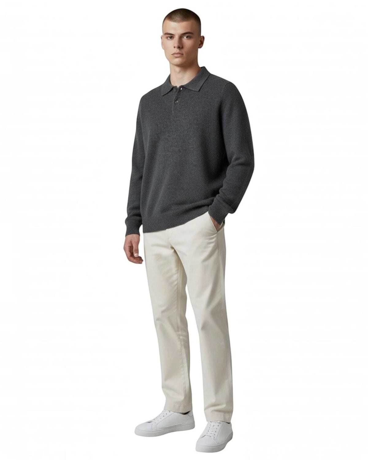Indicode Jeans Polo Manga Larga Cuello Camisero Inrenric Dark Grey