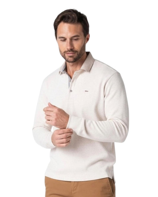 Dario Beltran Polo Manga Larga Punto Elastico Ecru