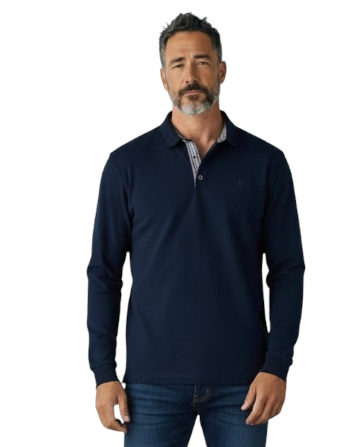 Dario Beltran Polo Manga Larga Punto Elastico Navy