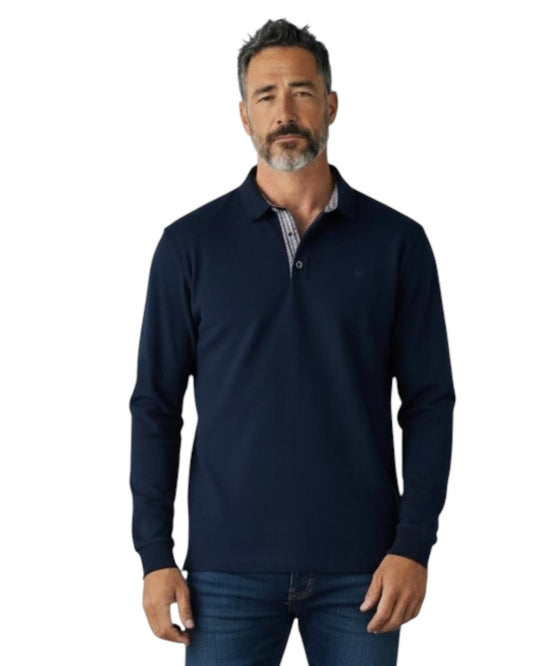 Dario Beltran Polo Manga Larga Punto Elastico Navy