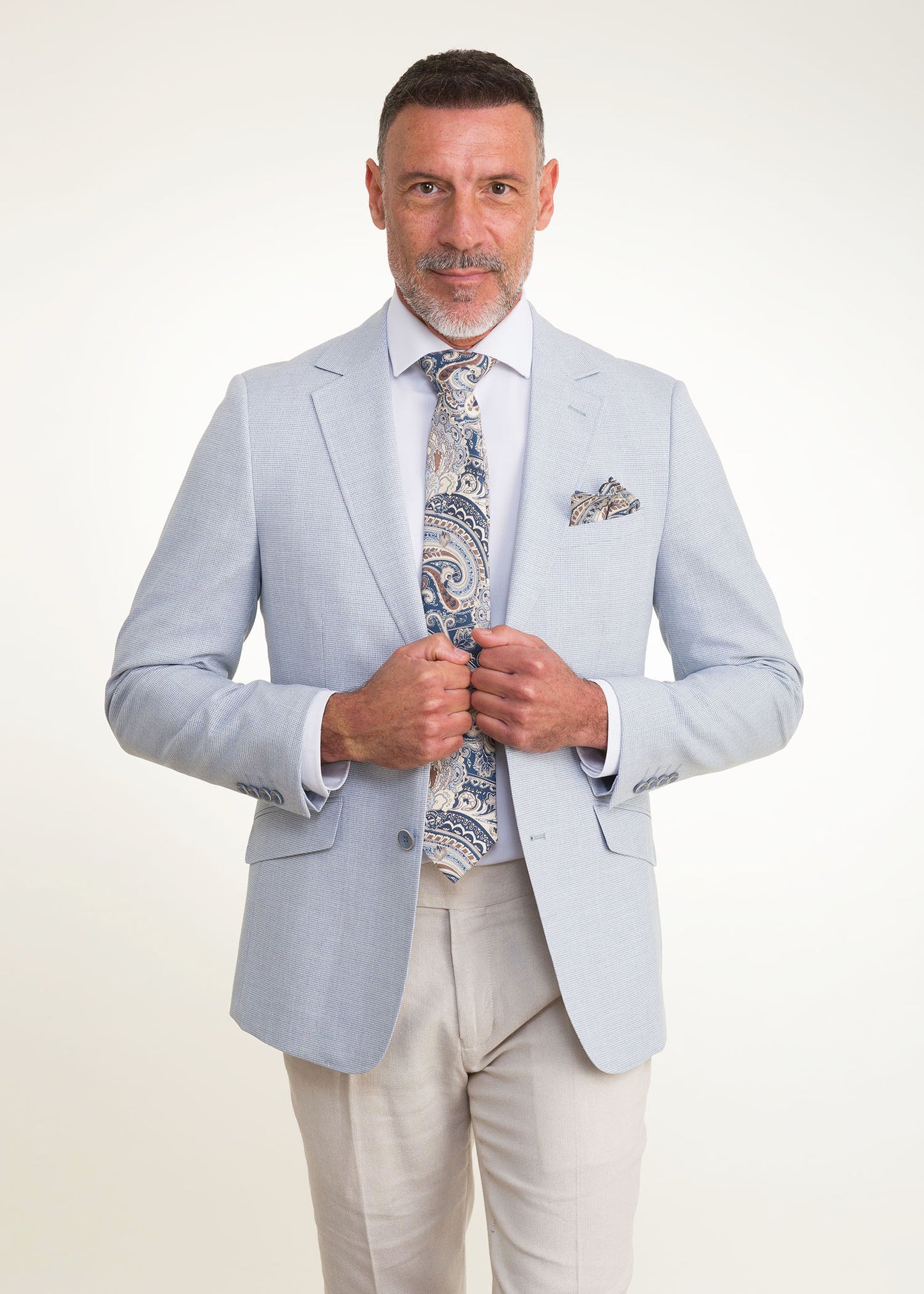 LC Americana Slim Fit Yeste Lino Clemente Azul