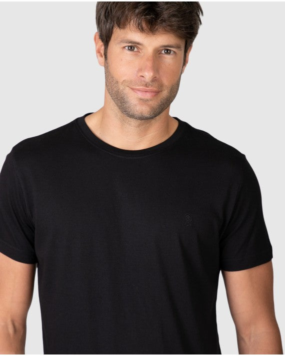 MSN Camiseta Manga Corta de Modal Massana Negra