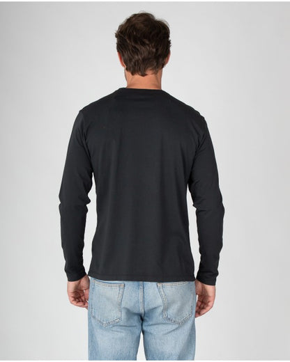 Massana Camiseta Lisa de Manga Larga Cuello Redondo Negra