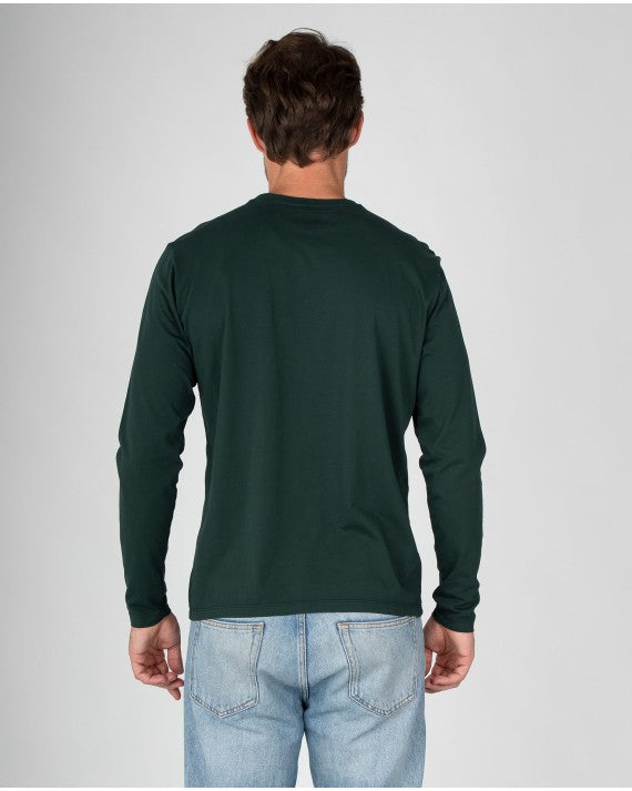 Massana Camiseta Lisa de Manga Larga Cuello Redondo Verde Oscura