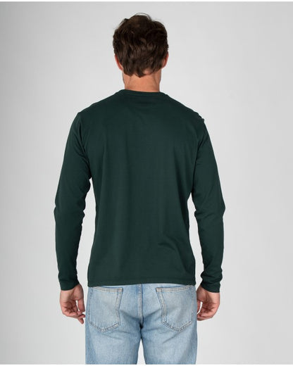 Massana Camiseta Lisa de Manga Larga Cuello Redondo Verde Oscura