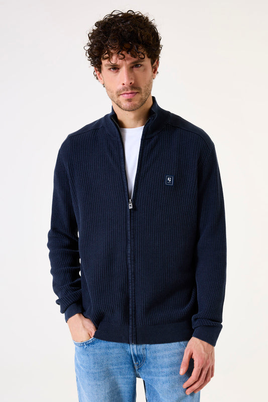 Garcia Jeans Cardigan con Cremallera Deep Ink
