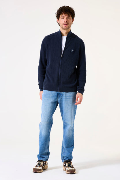 Garcia Jeans Cardigan con Cremallera Deep Ink