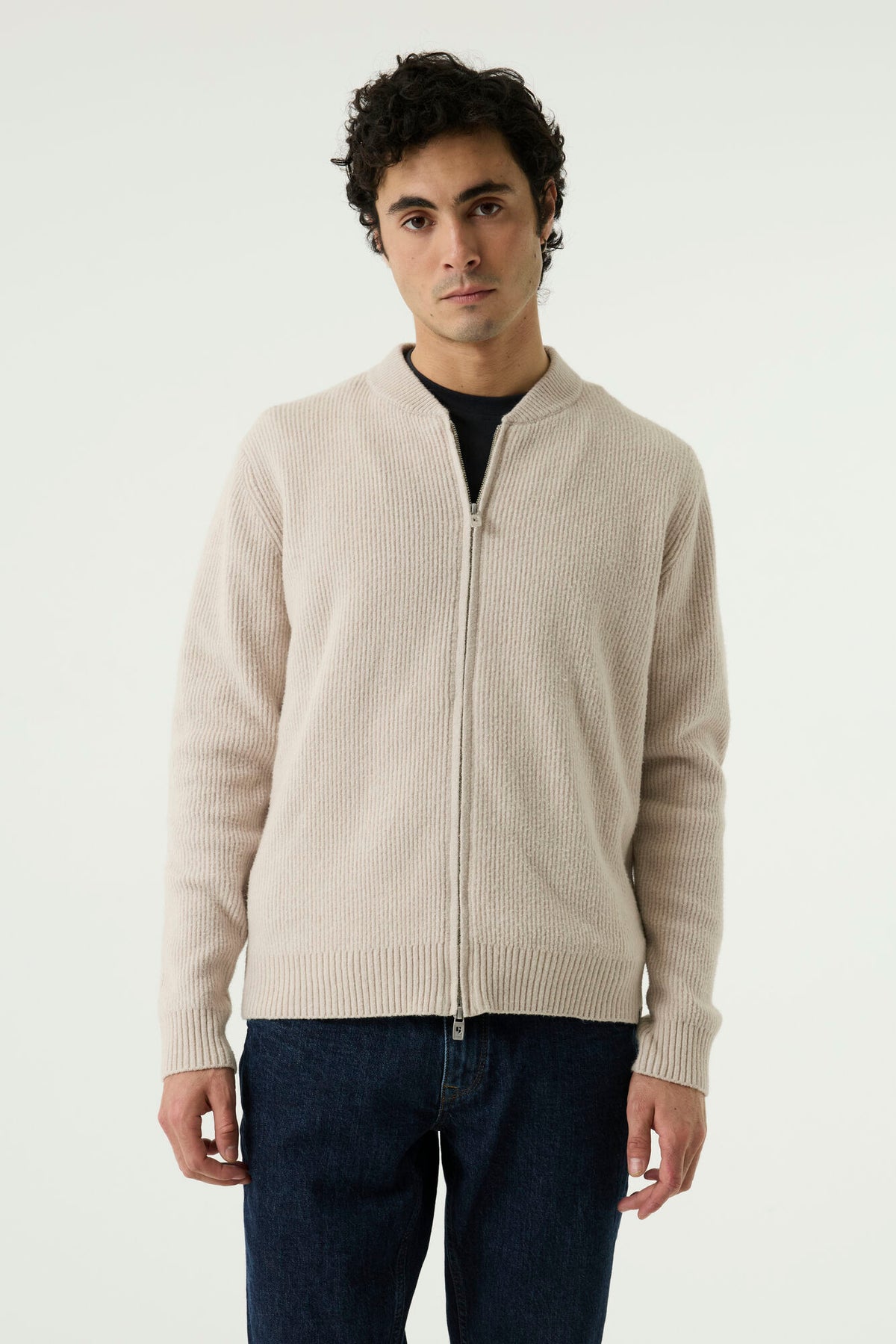 Garcia Jeans Cardigan Cremallera Punto Acanalado Soft Buff