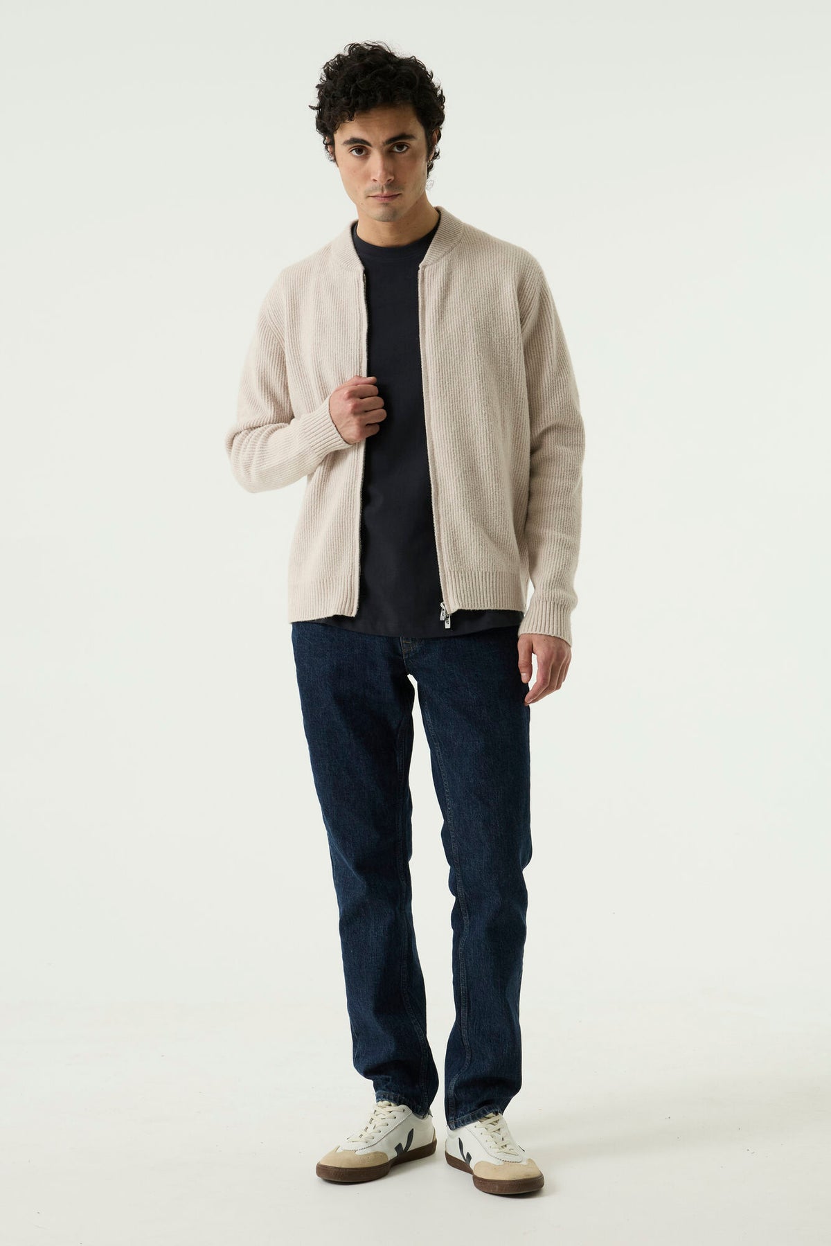 Garcia Jeans Cardigan Cremallera Punto Acanalado Soft Buff