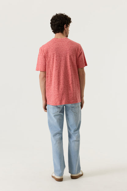 Garcia Jeans Camiseta Cuello Redondo Floral Deep Coral