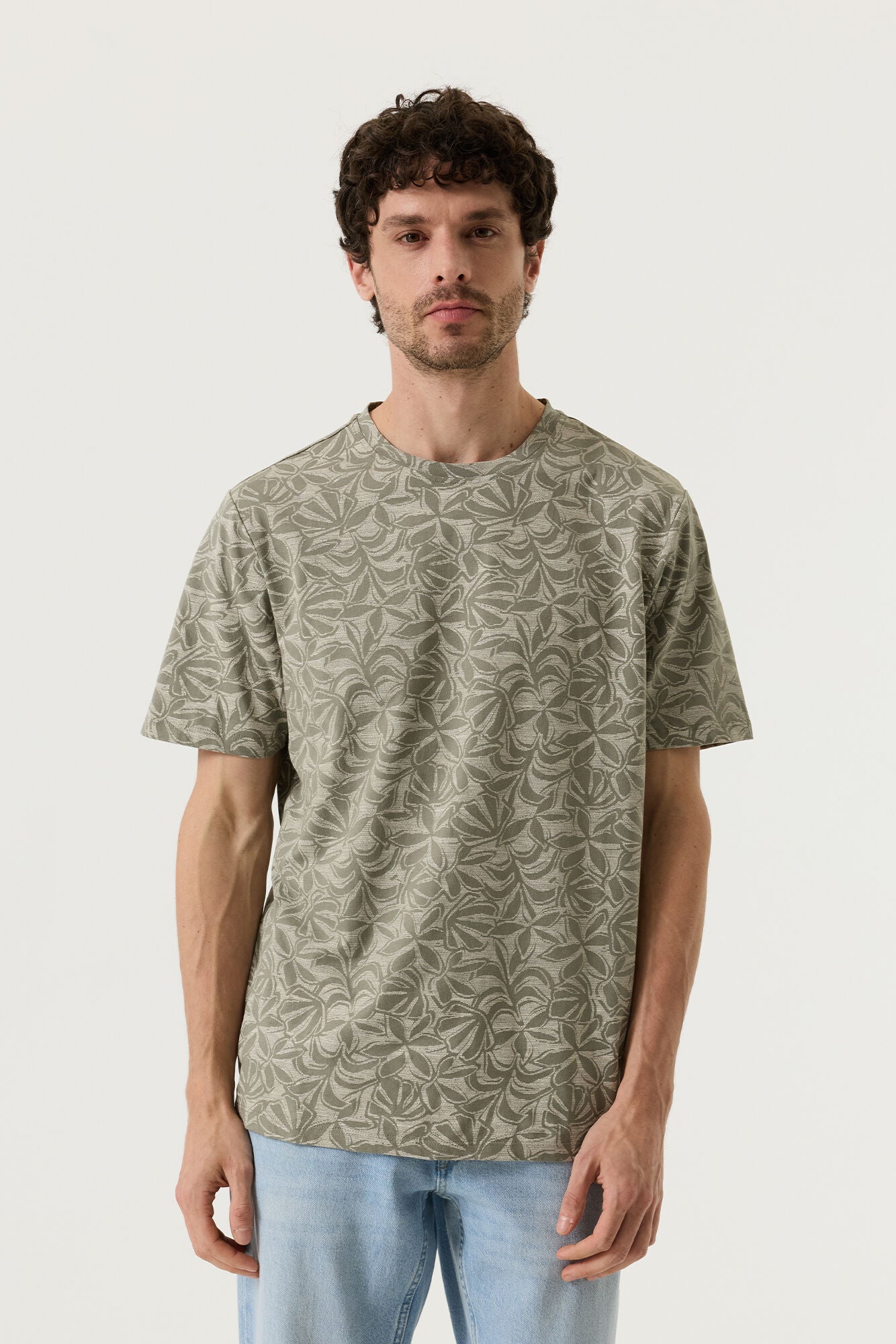 Garcia Jeans Camiseta Cuello Redondo Floral Shadow Sage