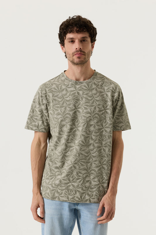 Garcia Jeans Camiseta Cuello Redondo Floral Shadow Sage
