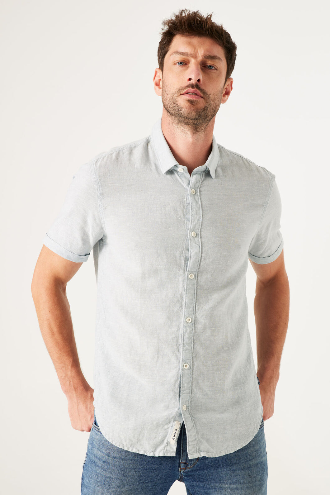 Camisa Lino Garcia Jeans Dusty Blue