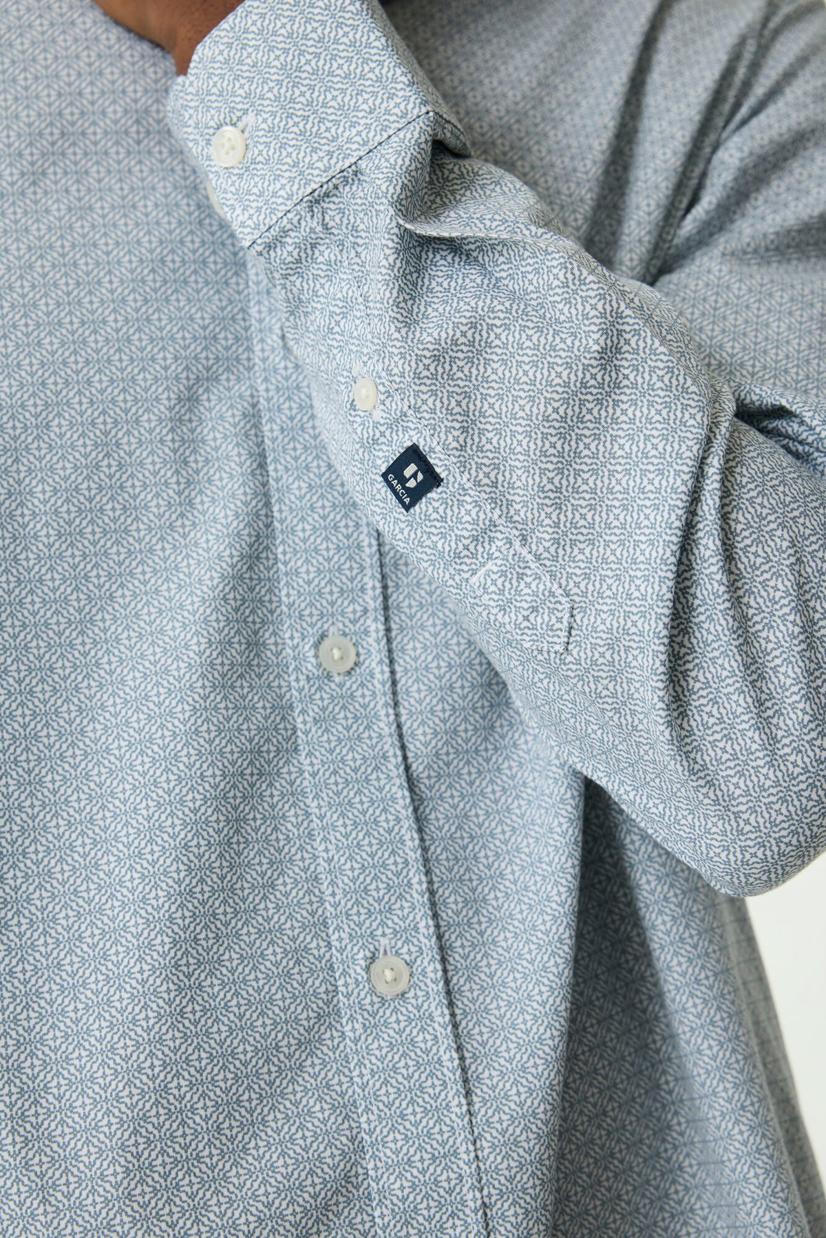 Garcia Jeans Camisa Estampado Celeste Blanco