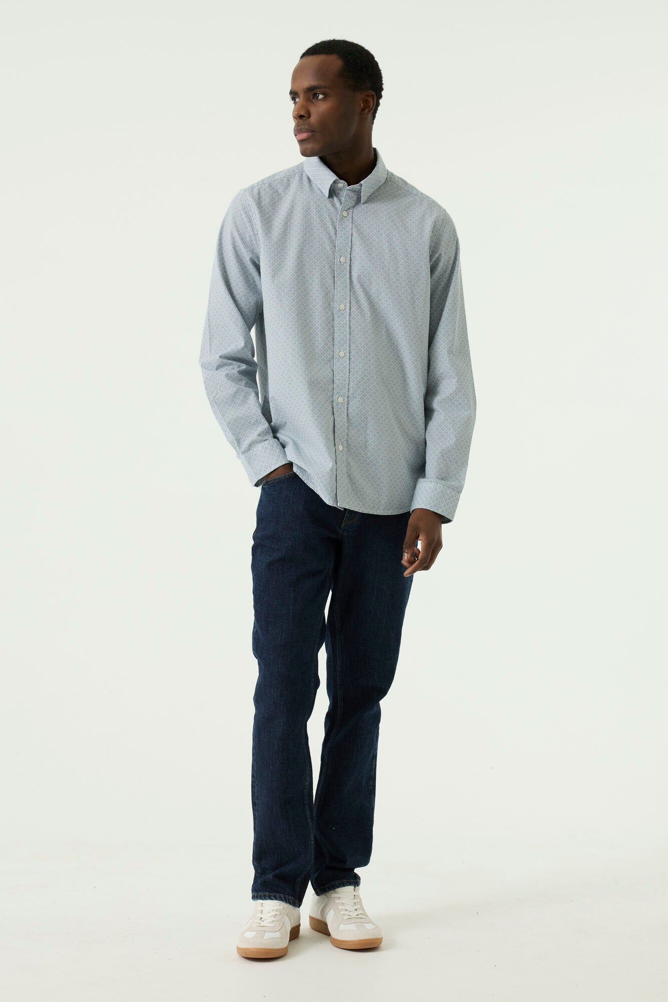 Garcia Jeans Camisa Estampado Celeste Blanco