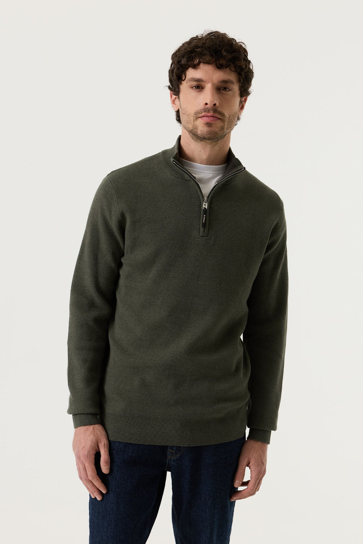 Garcia Jeans Sueter Cuello Cremallera Interbloqueo Faded Olive