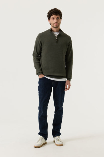 Garcia Jeans Sueter Cuello Cremallera Interbloqueo Faded Olive