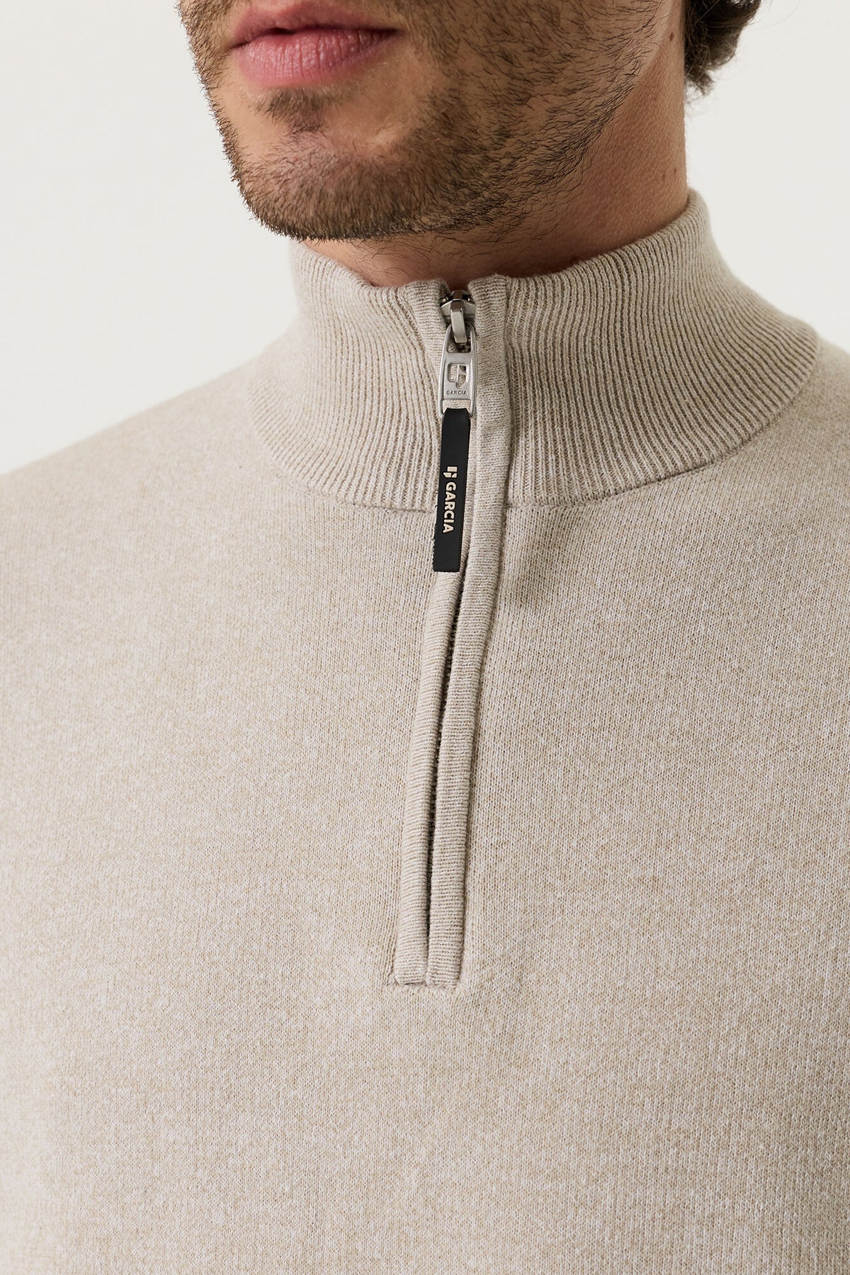Garcia Jeans Sueter Cuello Cremallera Interbloqueo Blanco