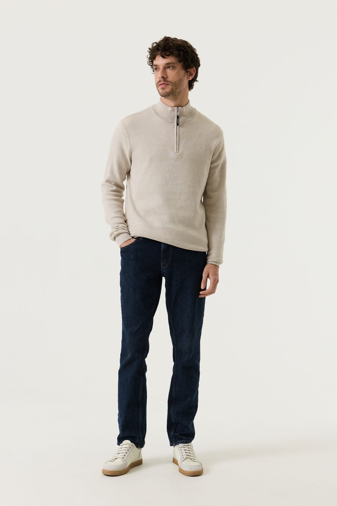 Garcia Jeans Sueter Cuello Cremallera Interbloqueo Blanco