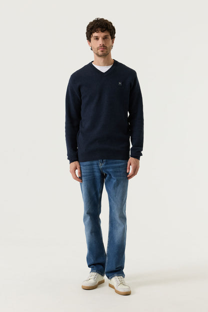 Garcia Jeans Sueter Cuello Pico Punto Azul
